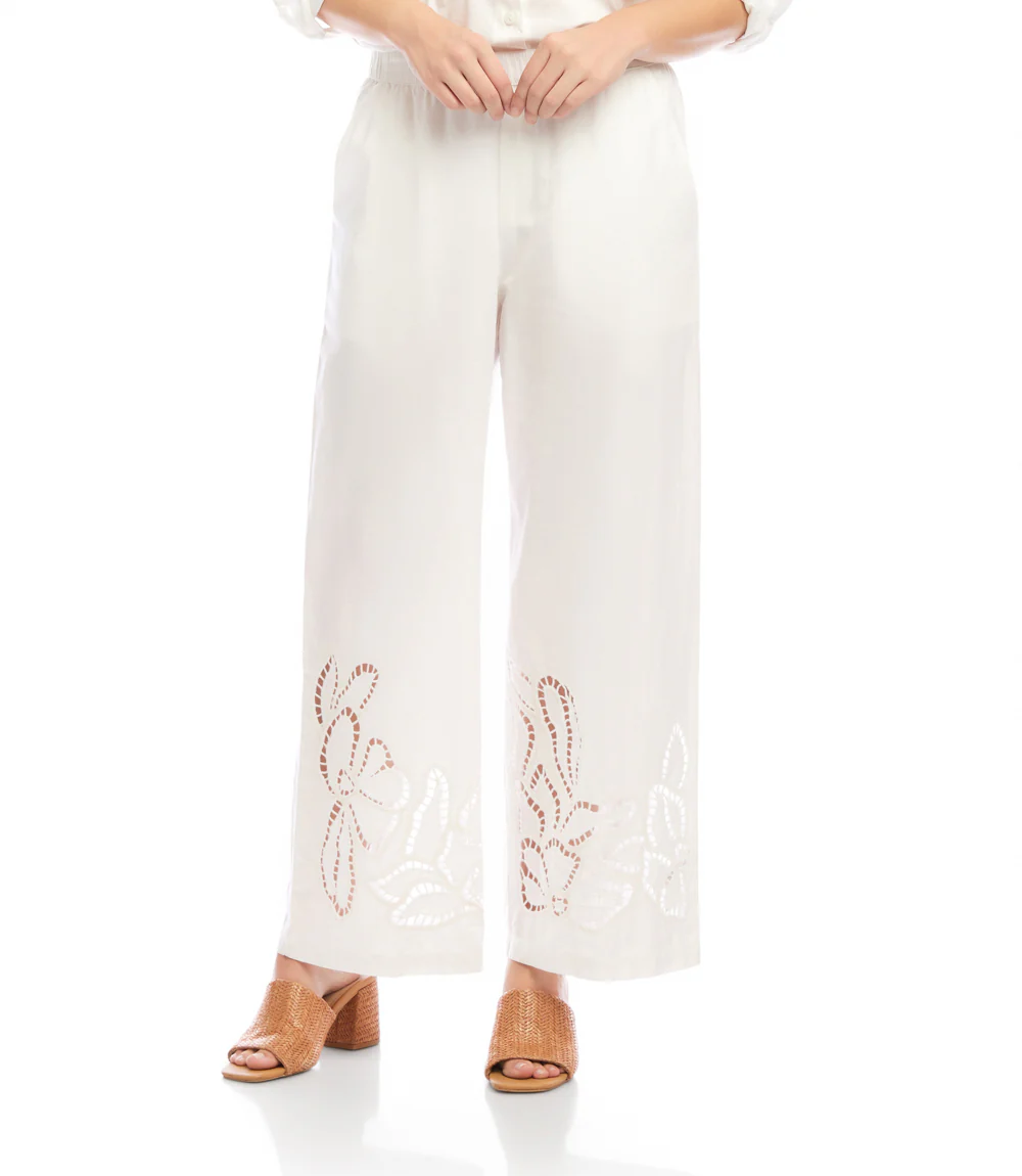 Cutout Embroidery Pants
