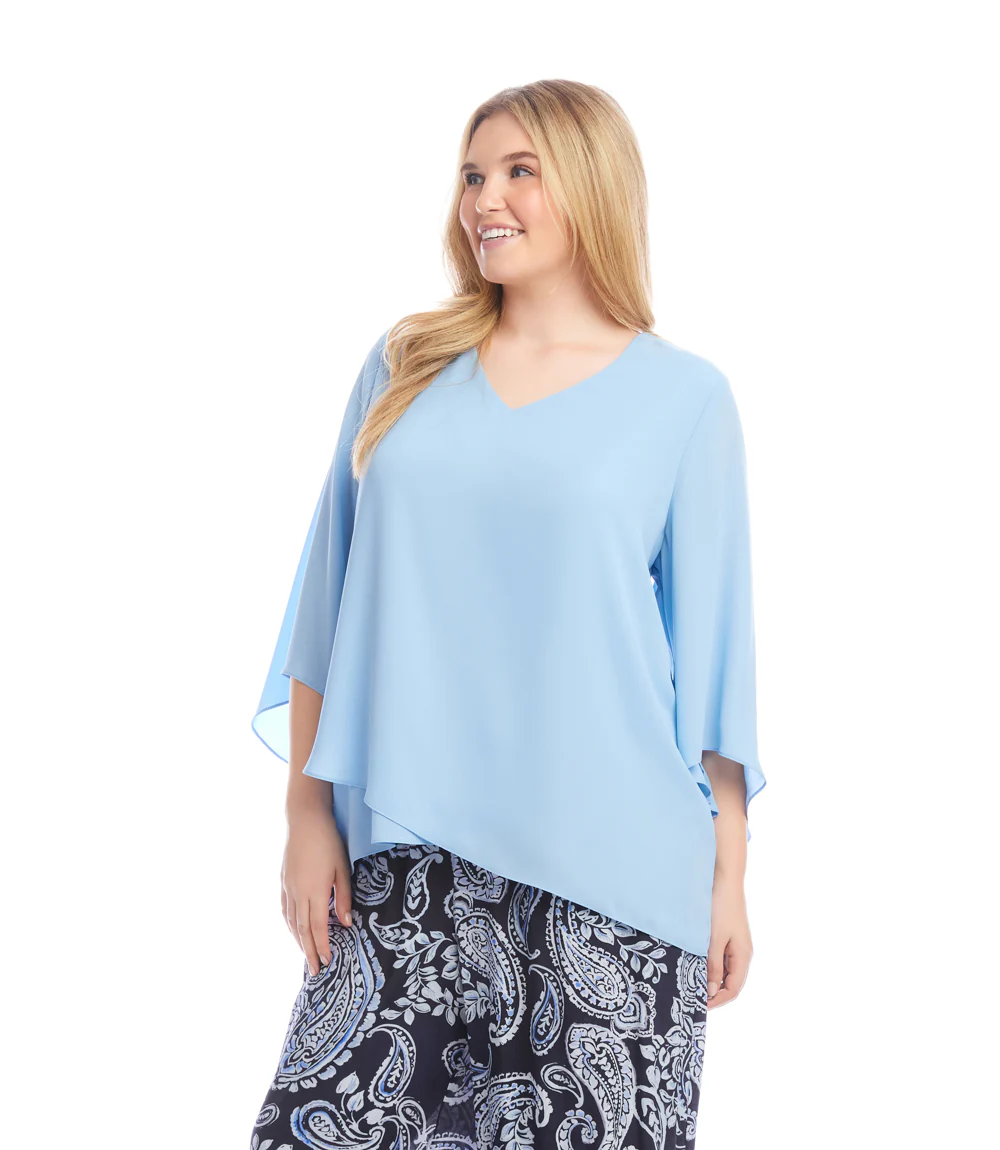 Plus Size Bracelet Sleeve Asymmetric Top
