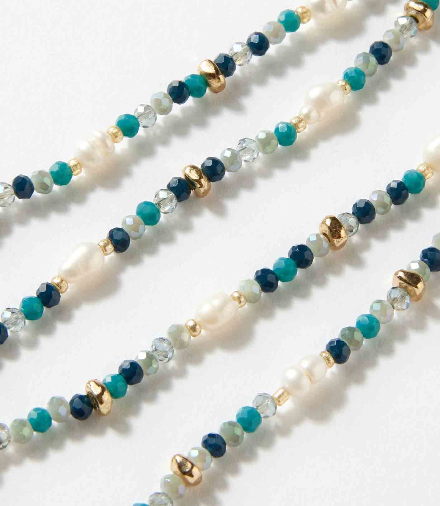 Beaded Gemstone And Pearl Stretch Bracelet