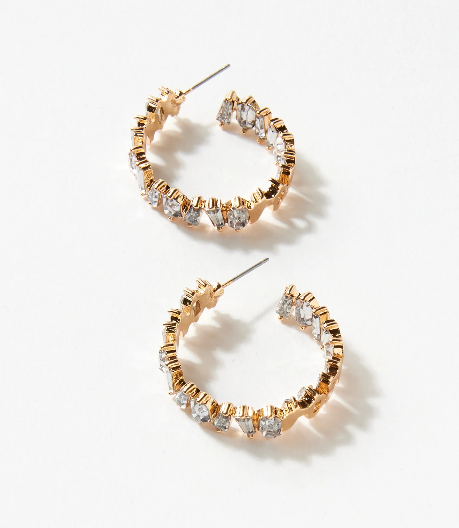 Angled Crystal Hoop Earrings