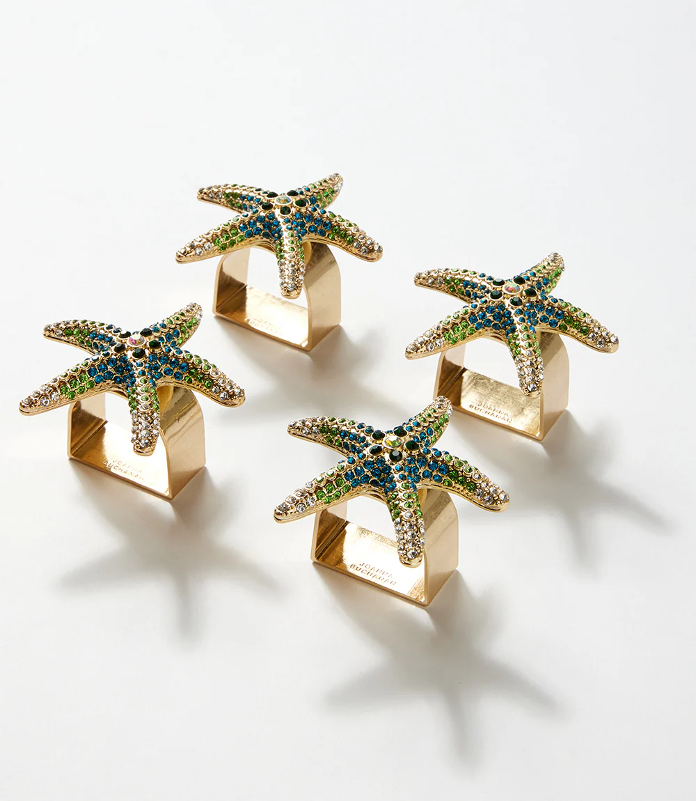 Sparkling Starfish Napkin Rings, Set of 4