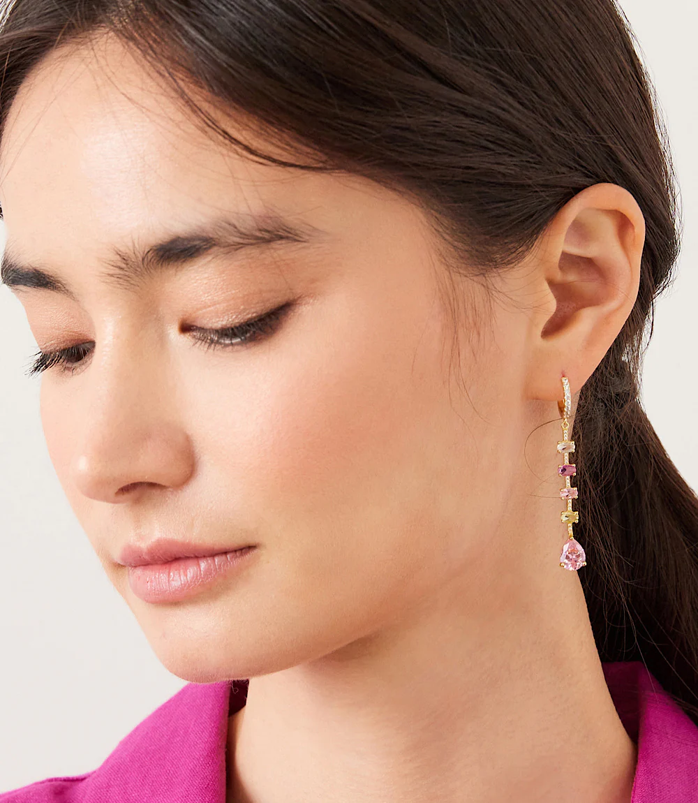 Multi Gemstone Drop Earrings