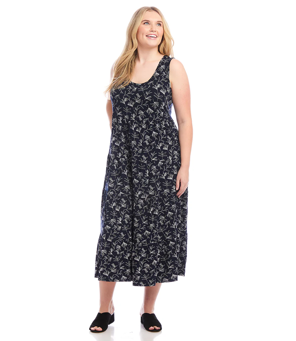 Plus Size Sleeveless Tiered Midi Dress