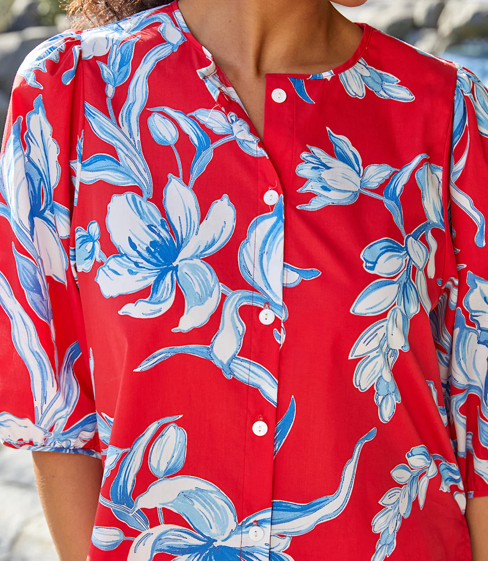 Puff Sleeve Button-Front Shirt