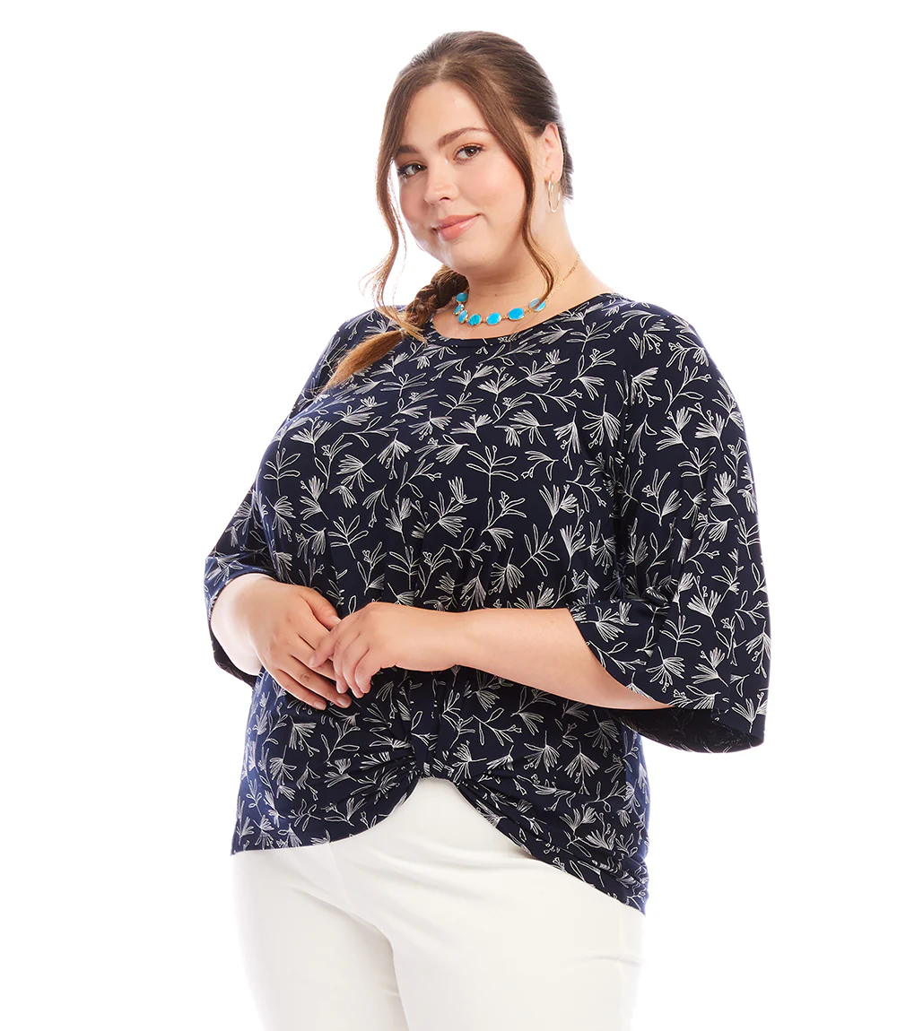 Plus Size Flare Sleeve Pick-Up Top