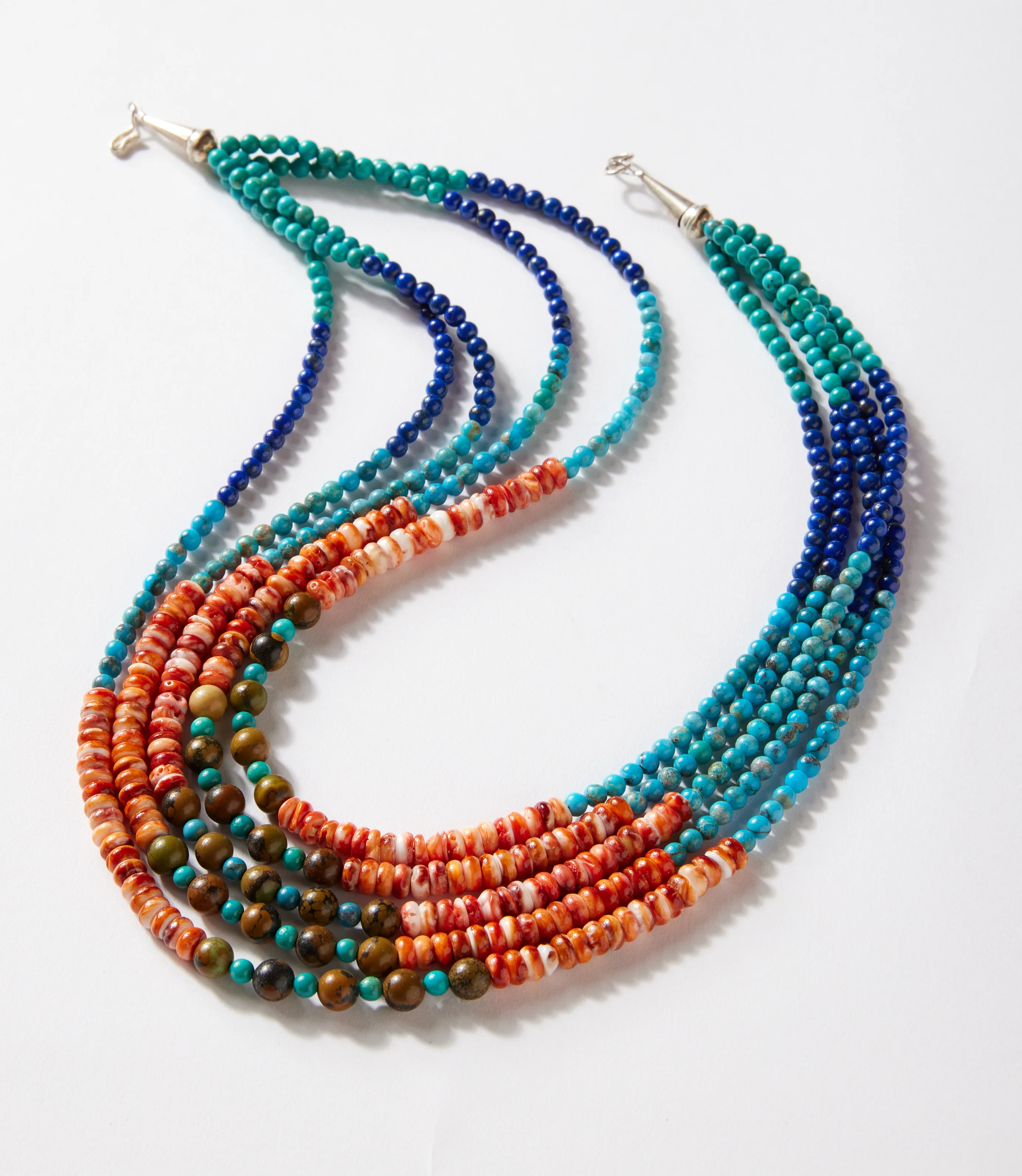 Five Strand Spiny Oyster And Turquoise Necklace
