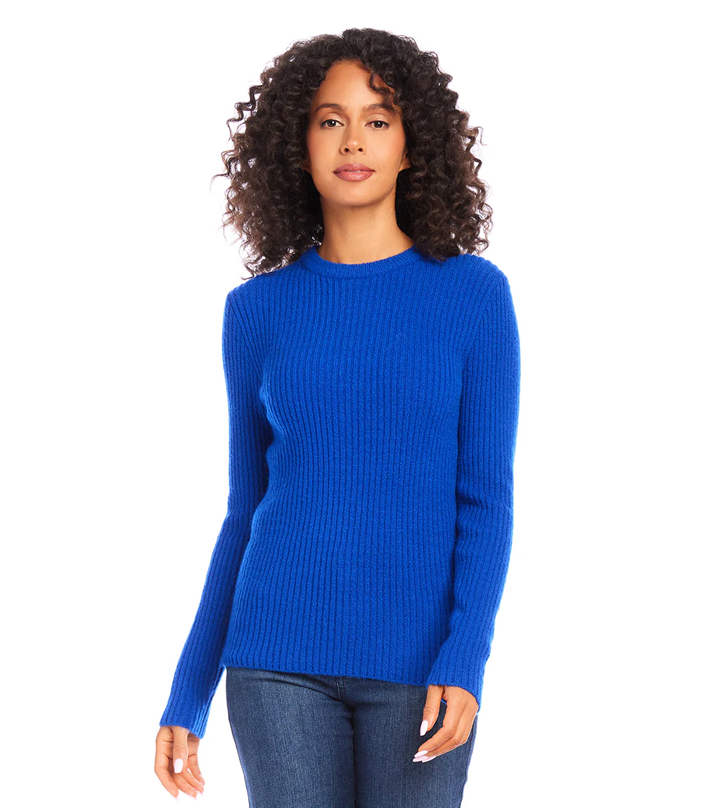 Wide Ribbed Crewneck Sweater