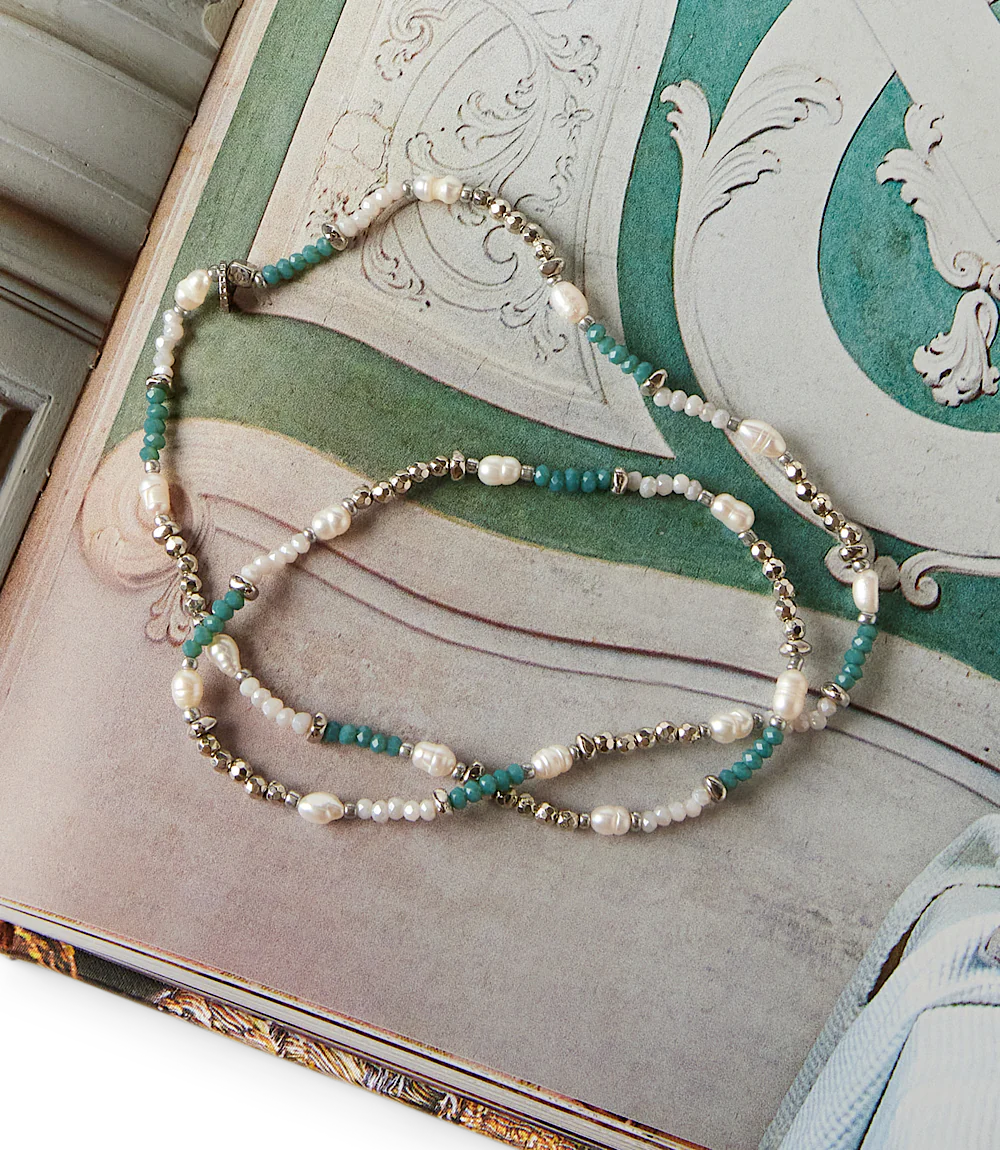 Beaded Gemstone And Pearl Stretch Bracelet