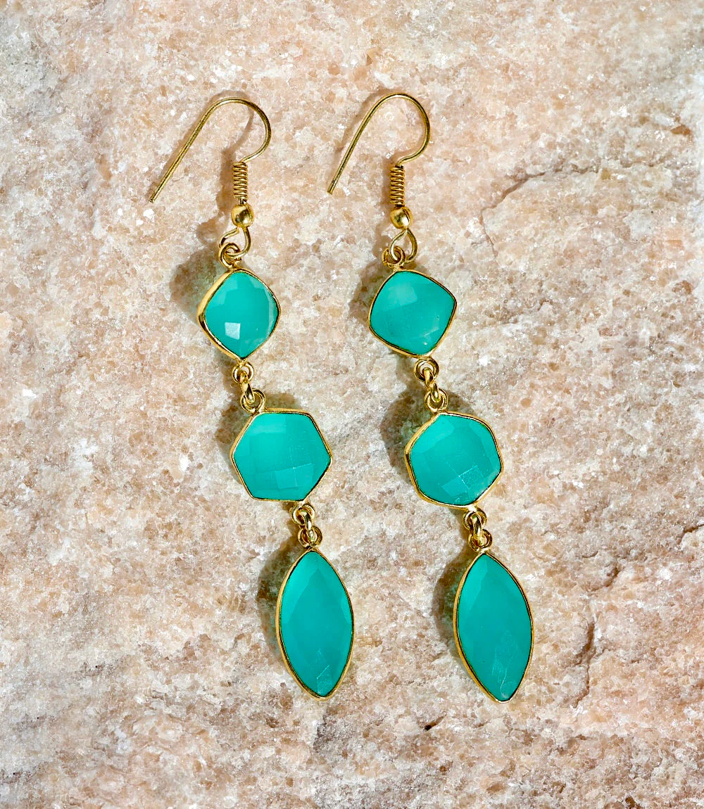Triple Gemstone Earrings