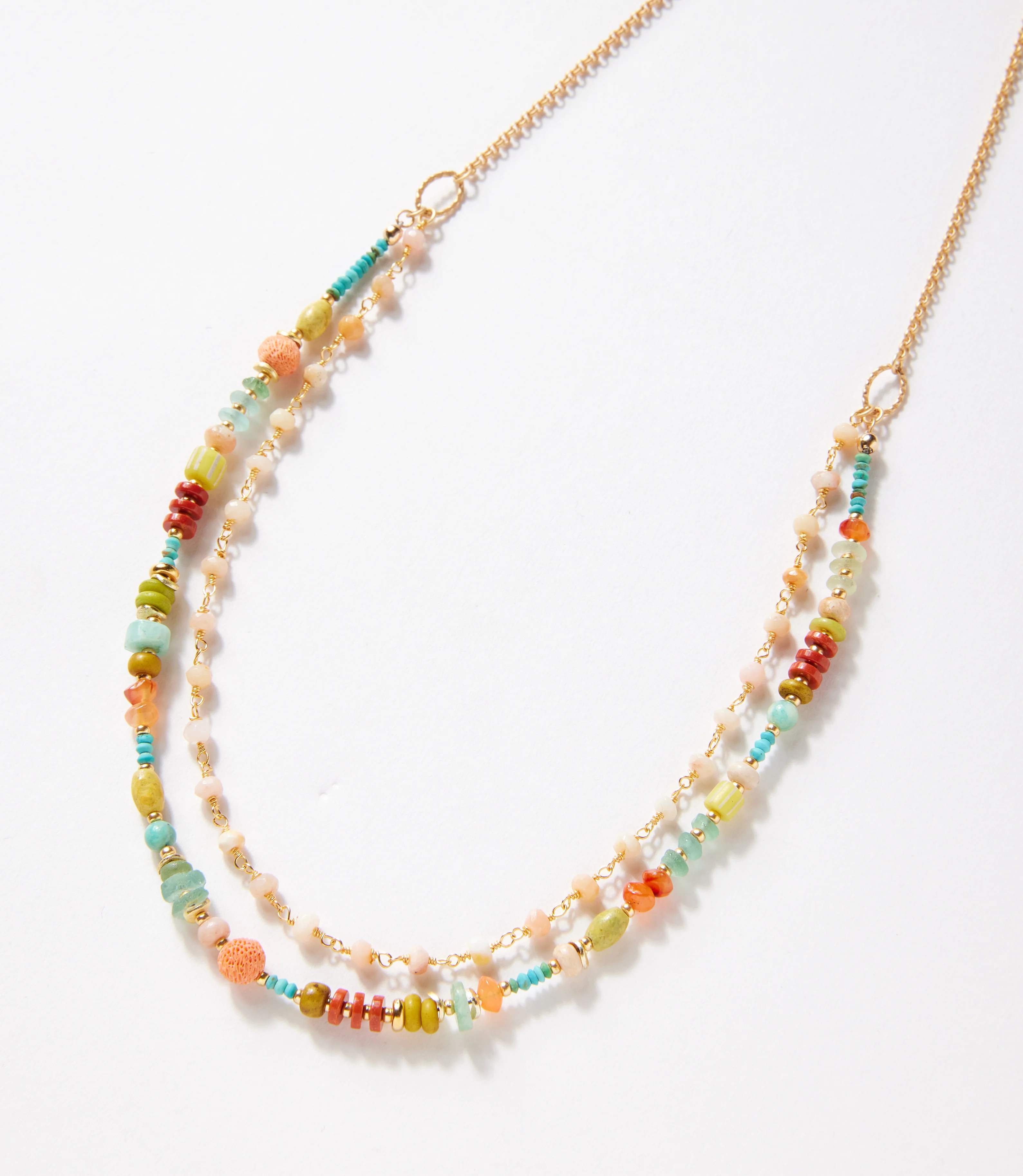 Mixed Gemstone Multistrand Necklace