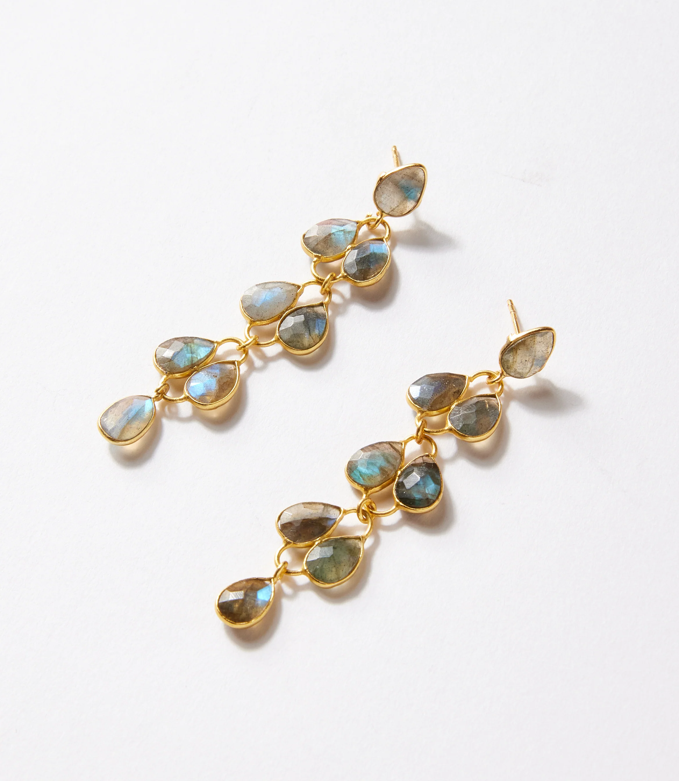 Feather Drop Gemstone Earrings