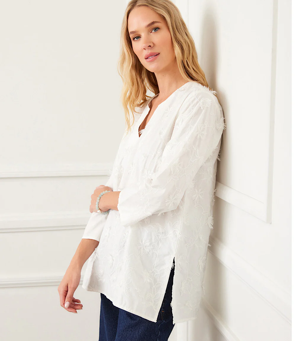 3/4 Sleeve Embroidered Tunic