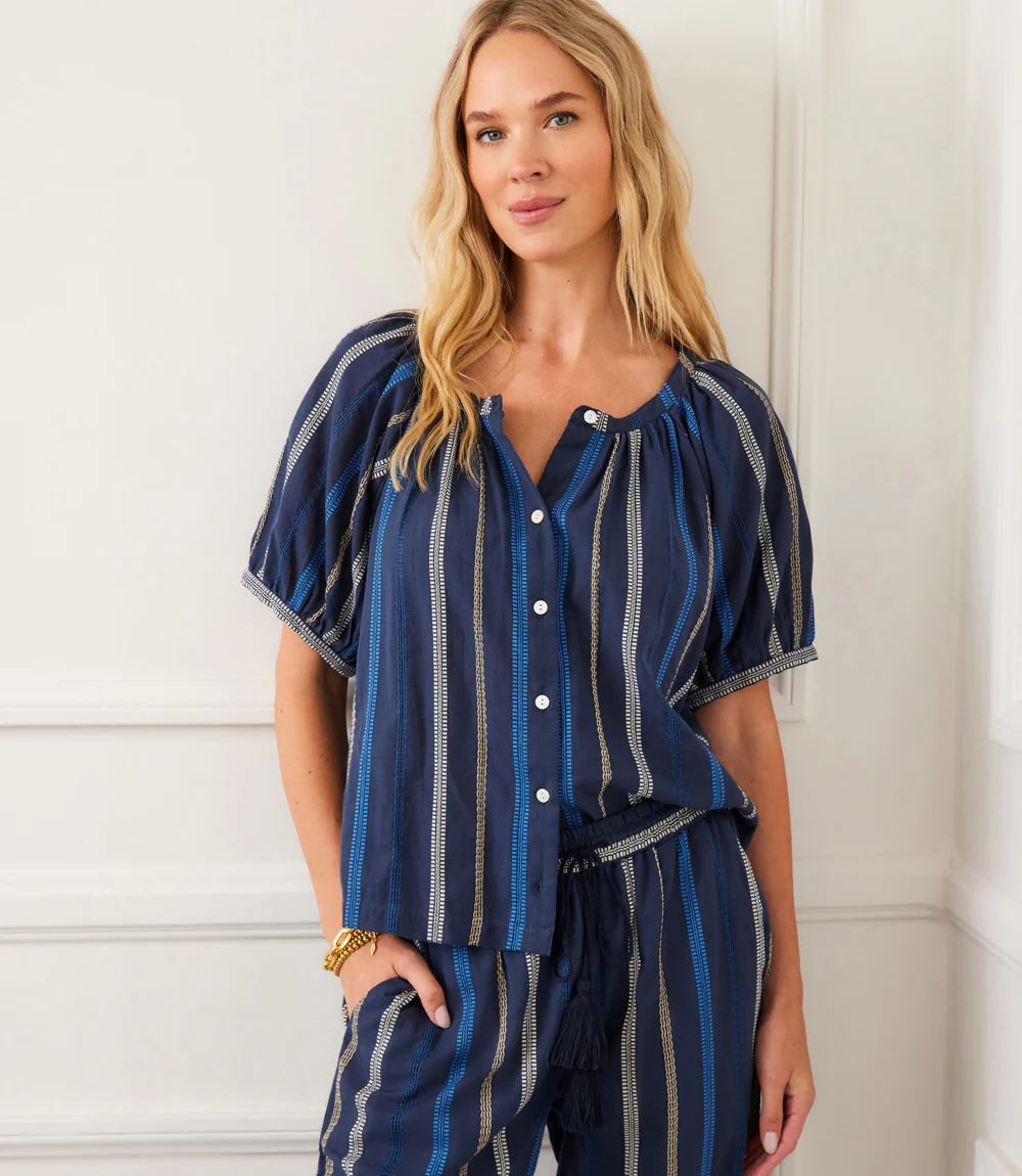 Embroidered Short Sleeve Top
