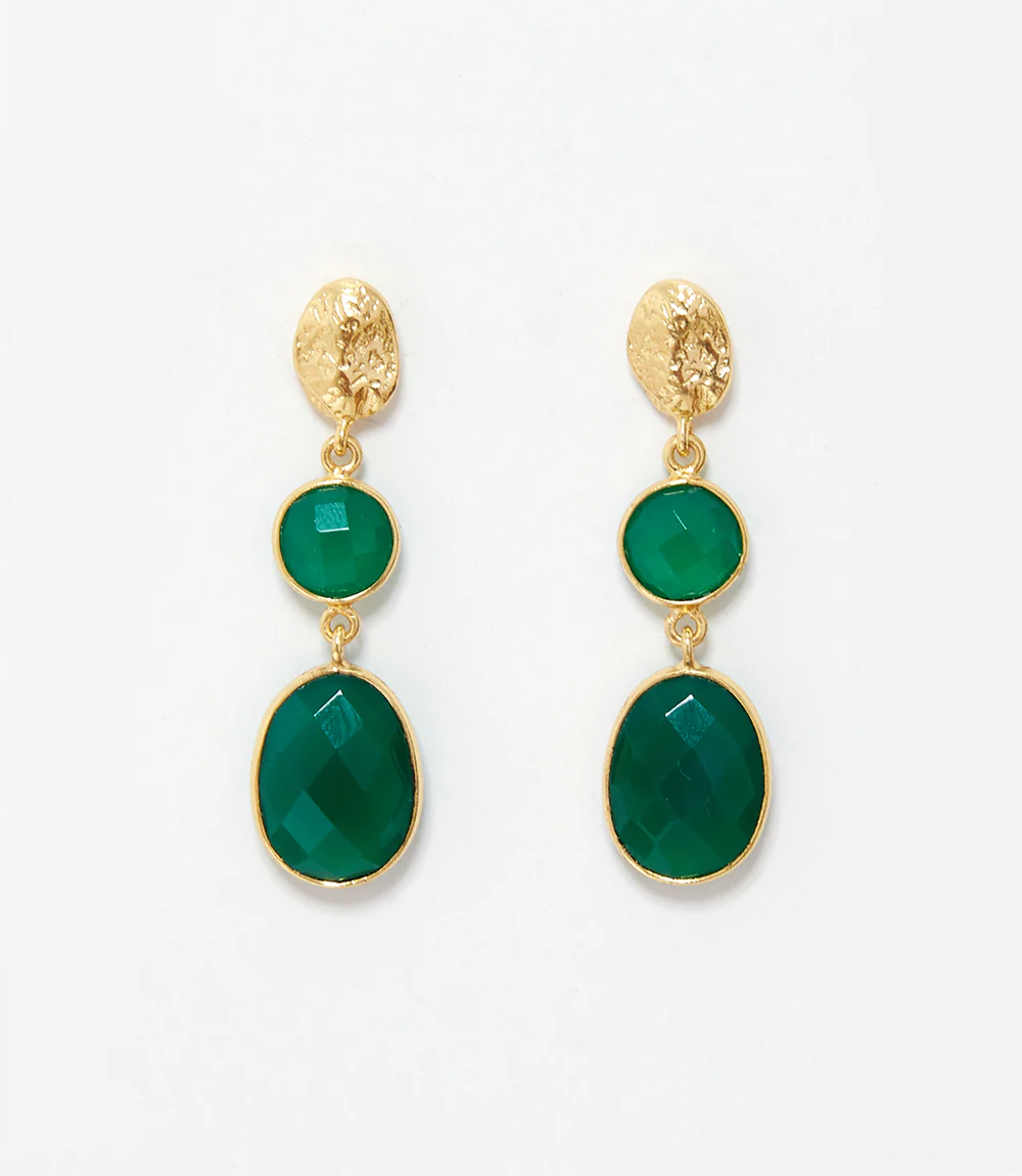 Green Onyx Double Drop Earrings