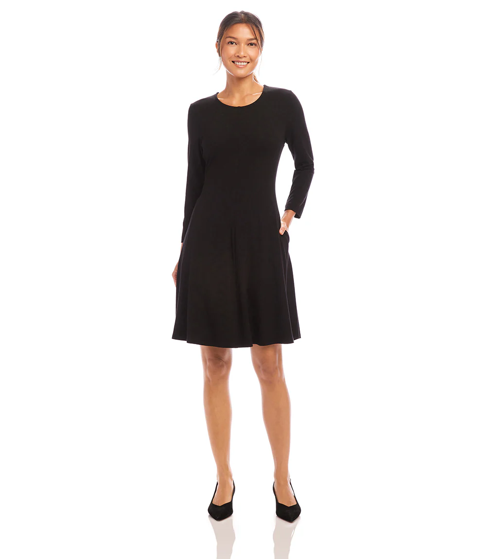 3/4 Sleeve Fit & Flare Dress