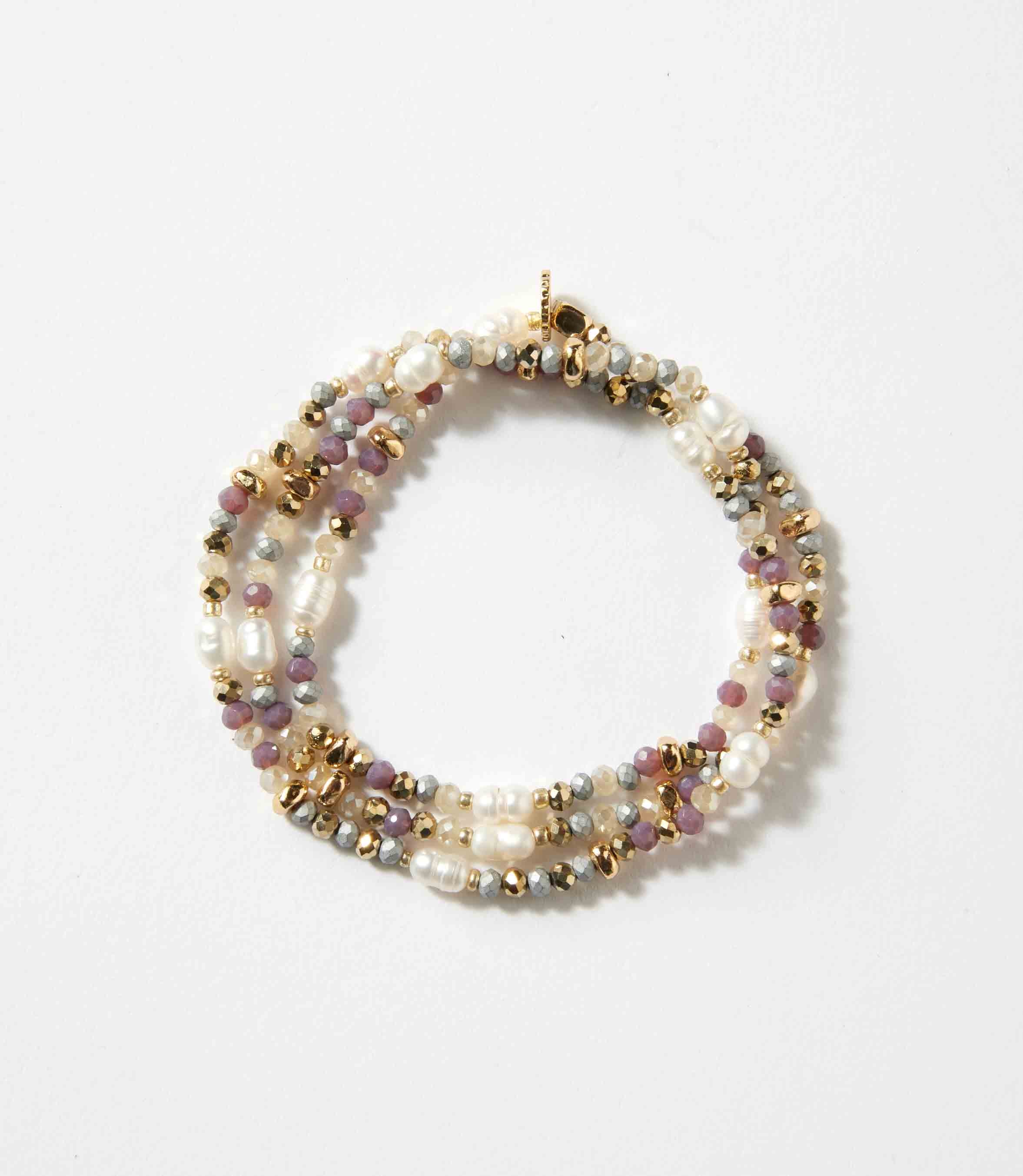 Beaded Gemstone And Pearl Stretch Bracelet