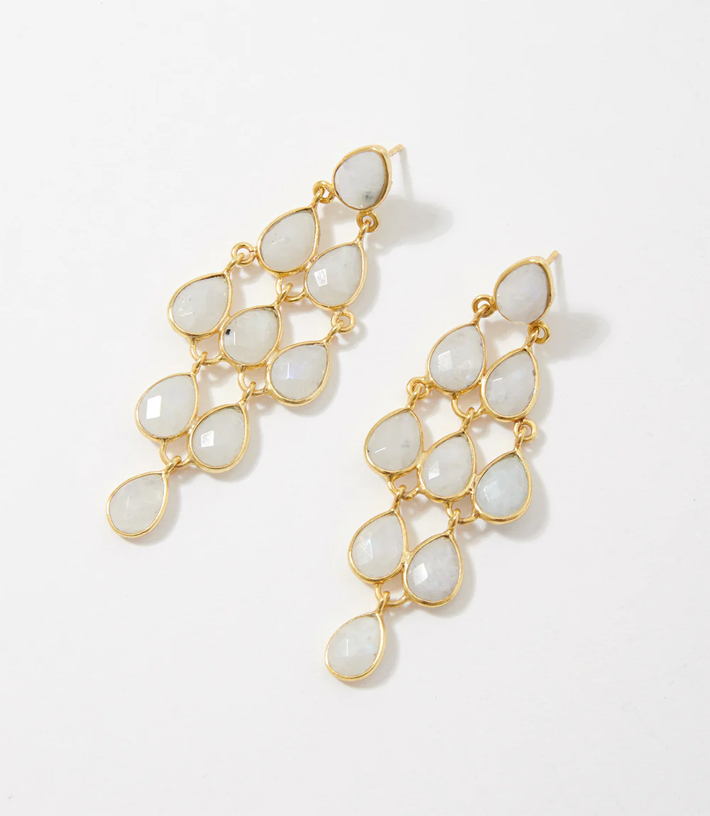 Large Gemstone Chandelier Earrings
