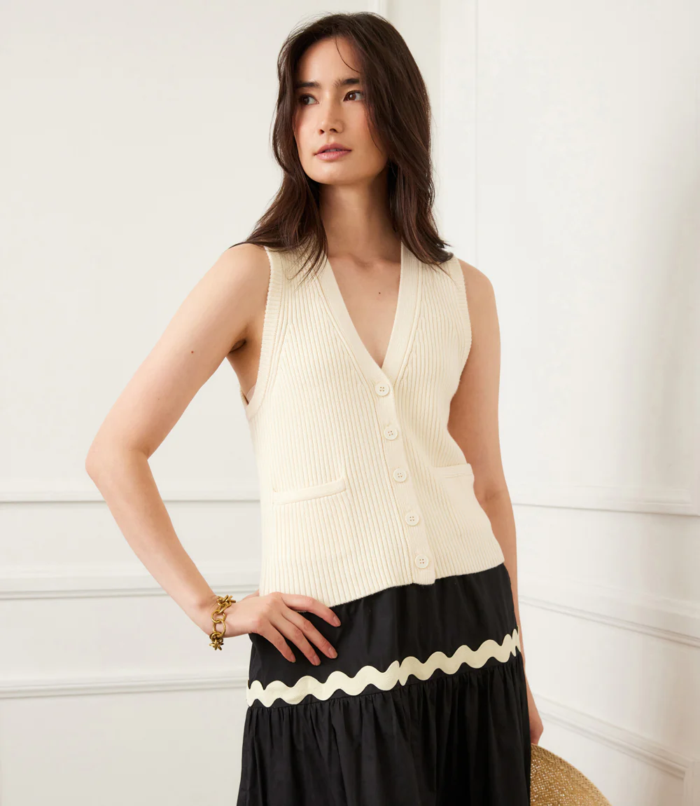 Ribbed Button Sweater Vest