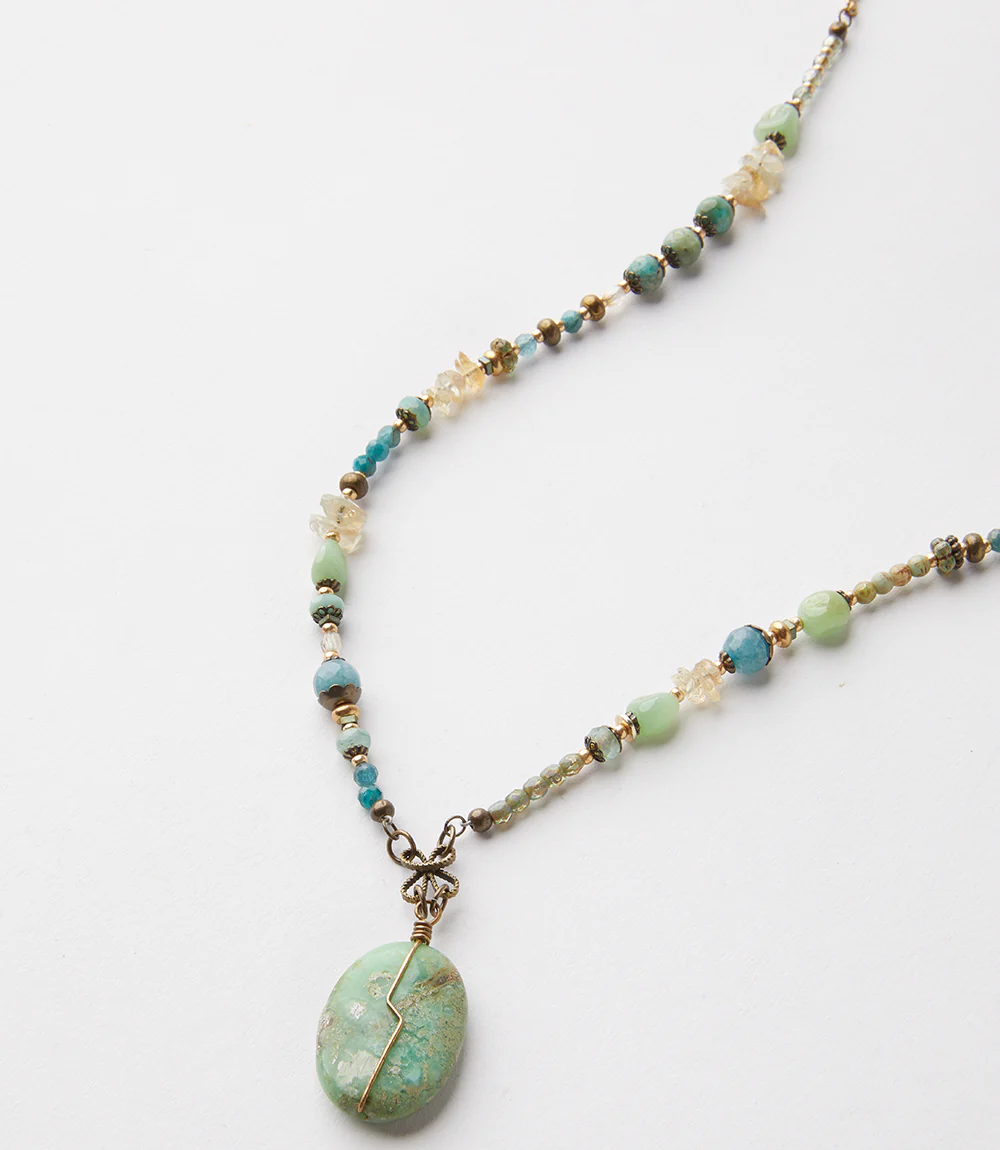 Gemstone Beaded Pendant Necklace