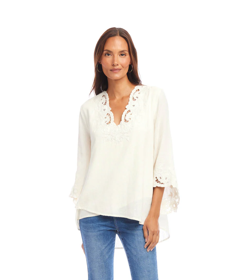 Bracelet Sleeve Embroidered Asymmetric Top
