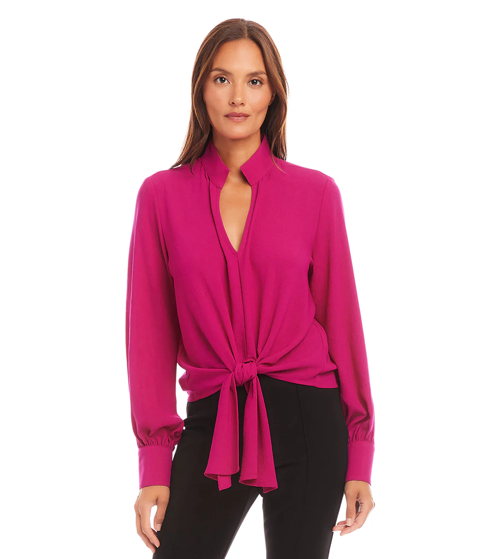 Long Sleeve Tie Front Top
