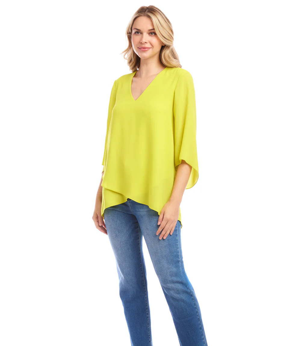 Petite Size Bracelet Sleeve Asymmetric Top