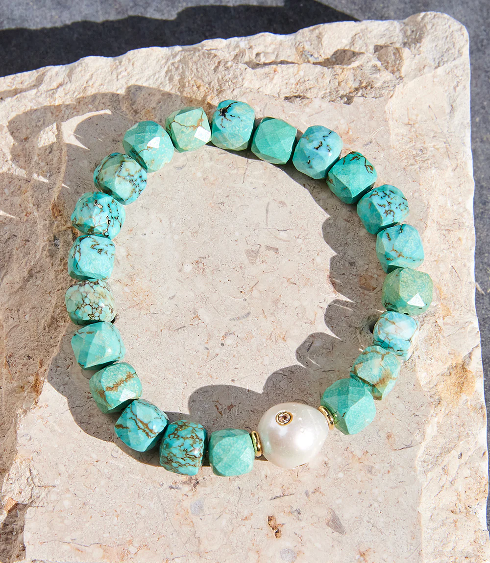 Turquoise And Pearl Bracelet