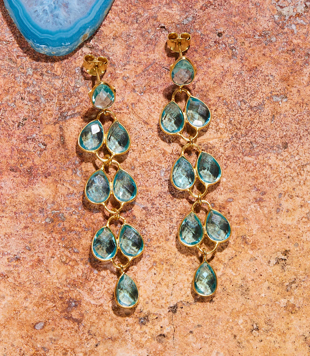 Feather Drop Gemstone Earrings