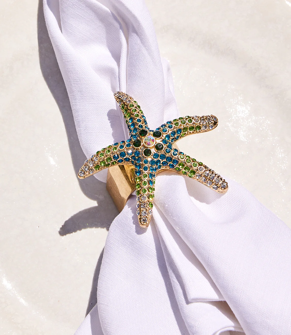 Sparkling Starfish Napkin Rings, Set of 4