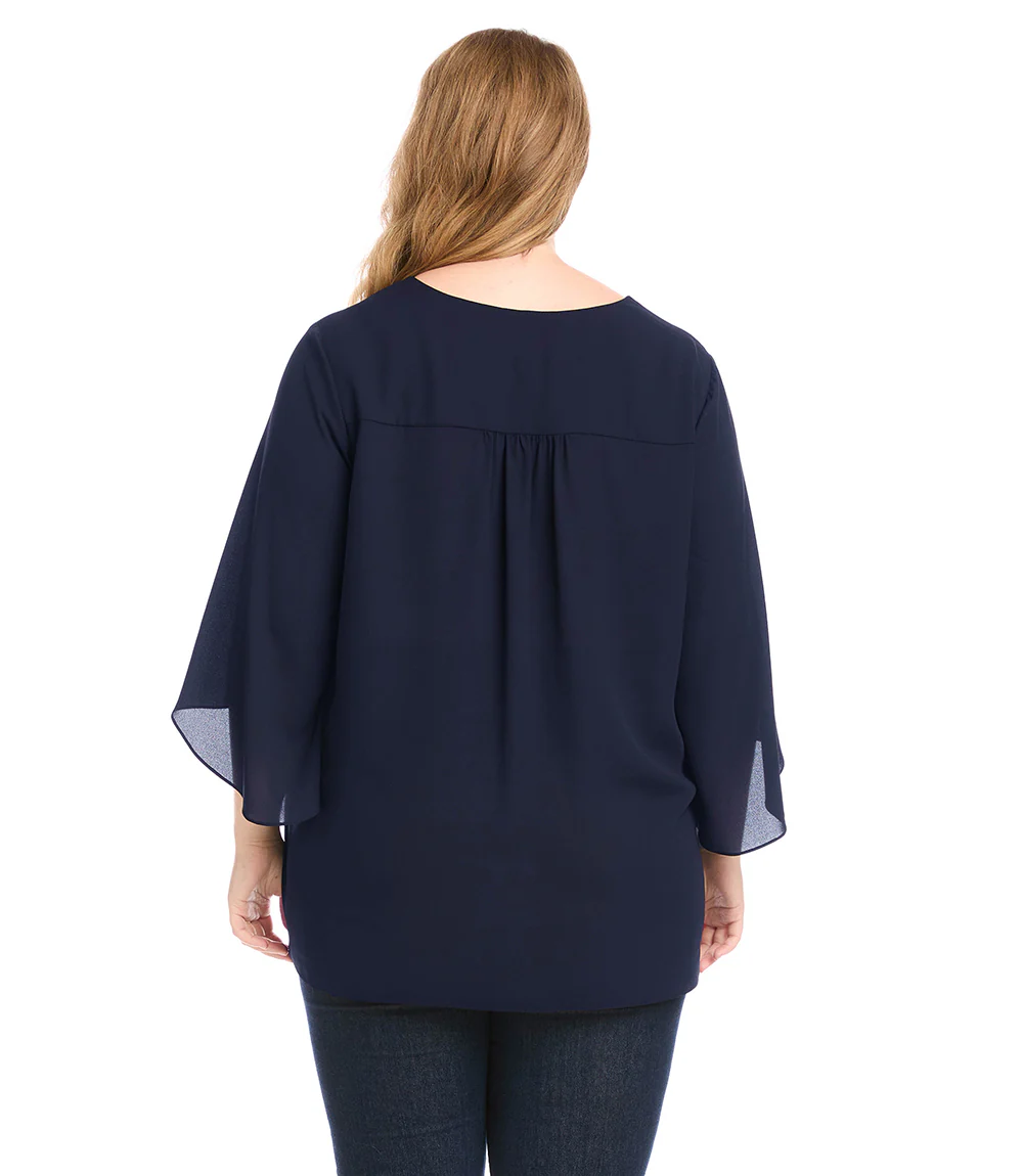 Plus Size Bracelet Sleeve Asymmetric Top