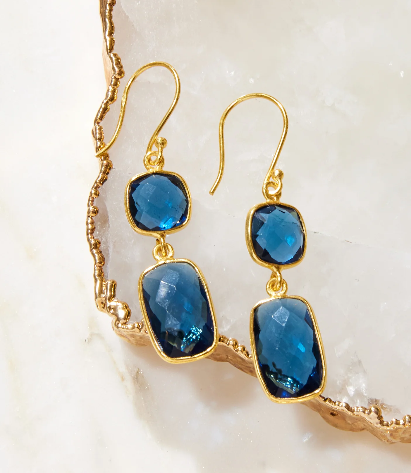 Double Drop Gemstone Earrings