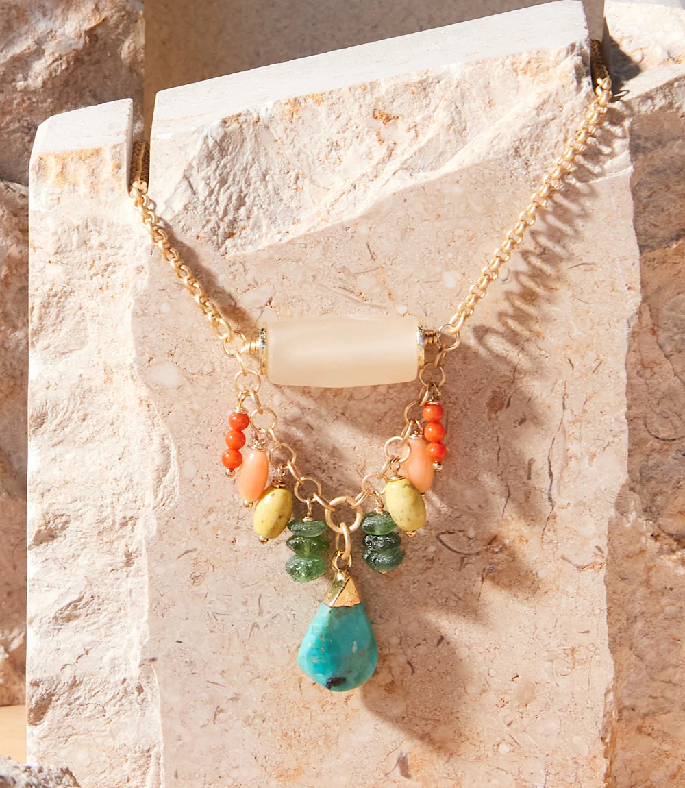 Turquoise Charm Cluster Necklace