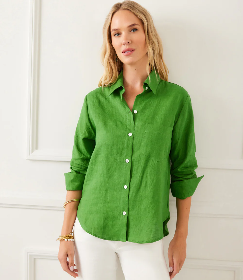 Linen Ruched Sleeve Shirt