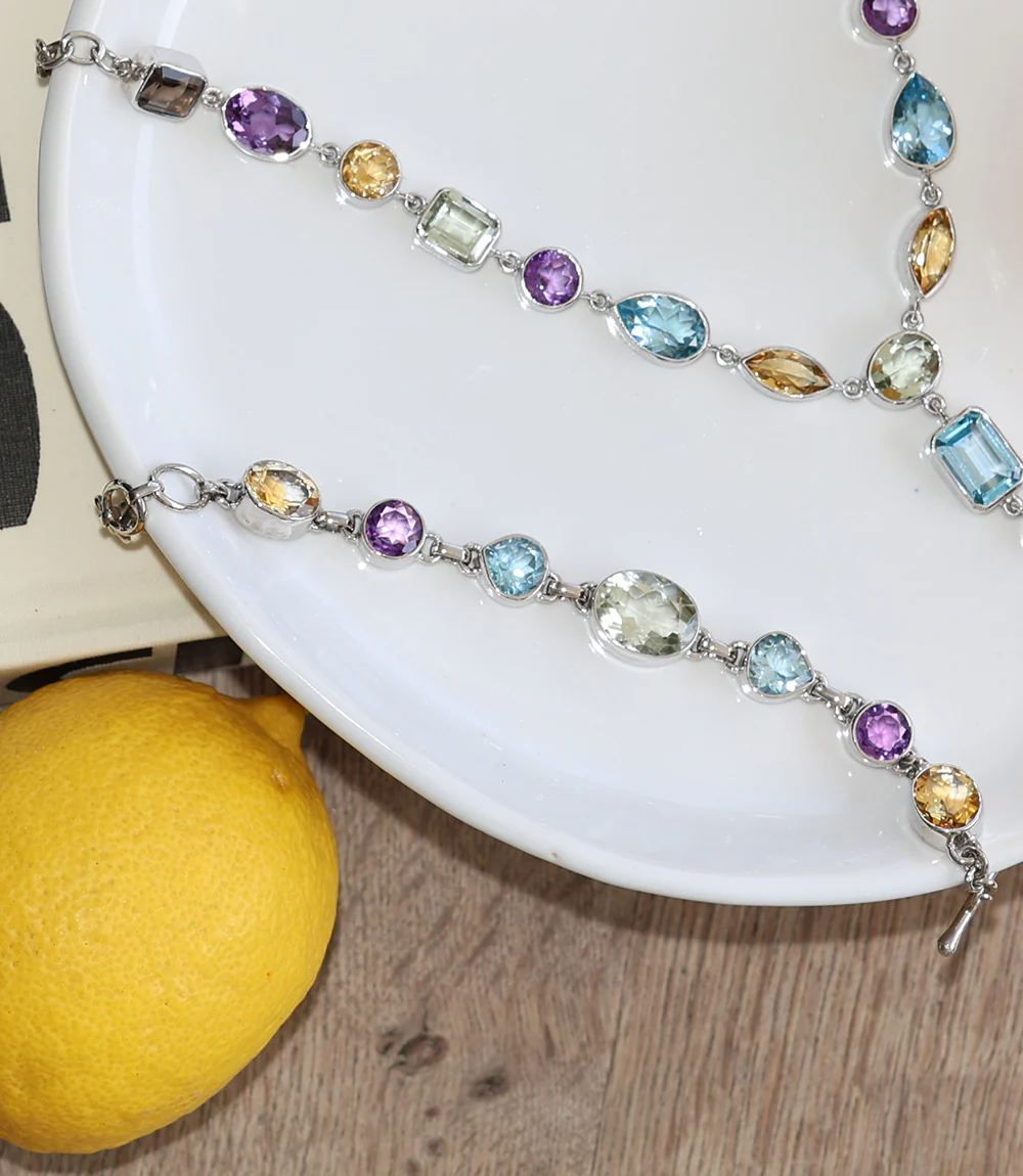Amethyst, Topaz, And Citrine Bracelet