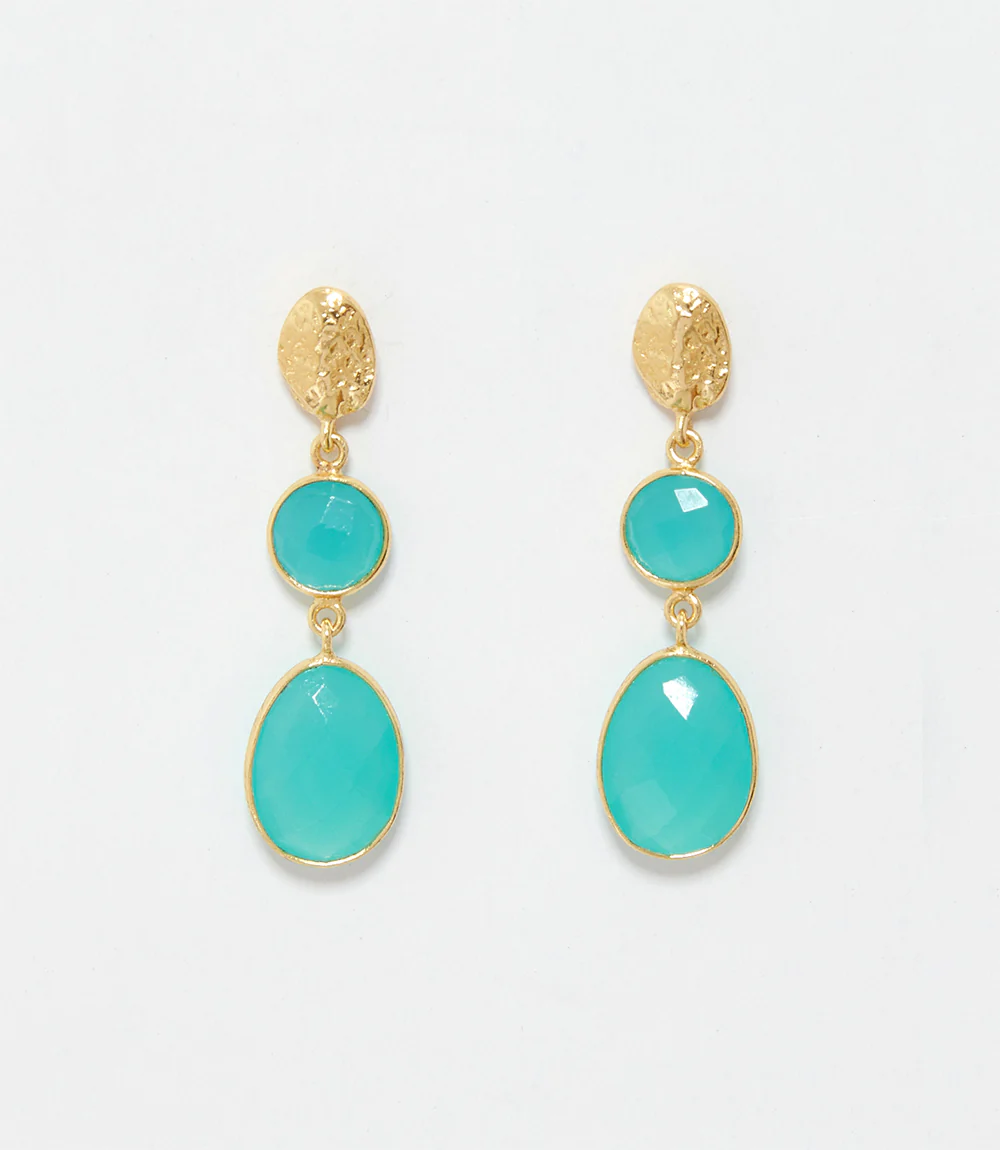Double Drop Gemstone Earrings