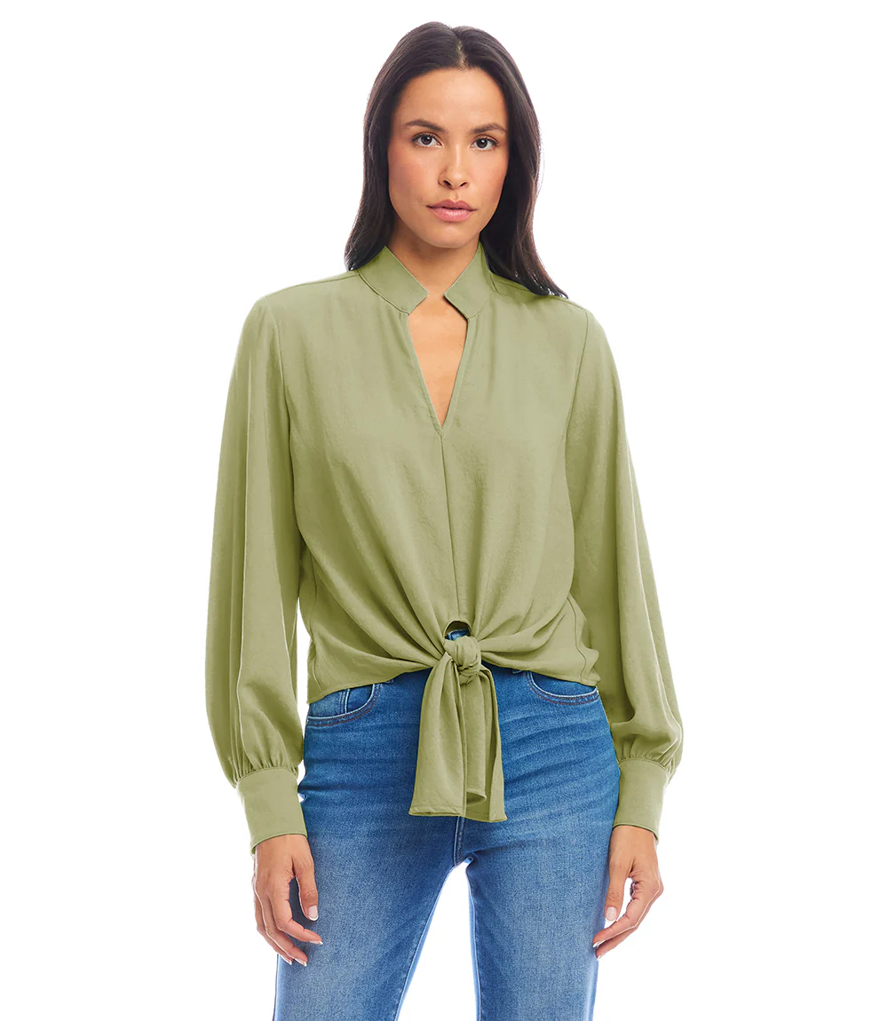 Long Sleeve Tie-Front Top