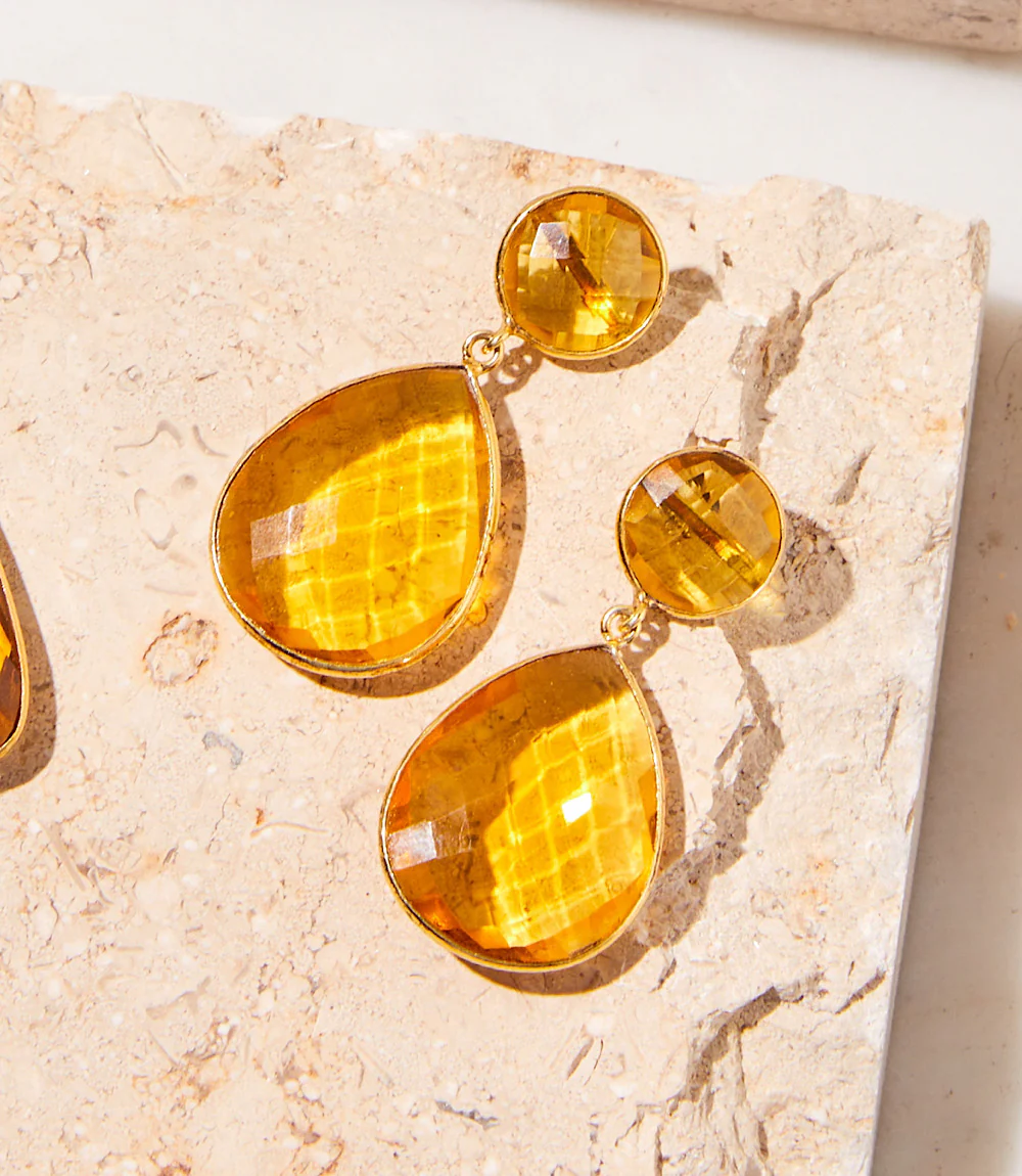 Teardrop Gemstone Drop Earrings