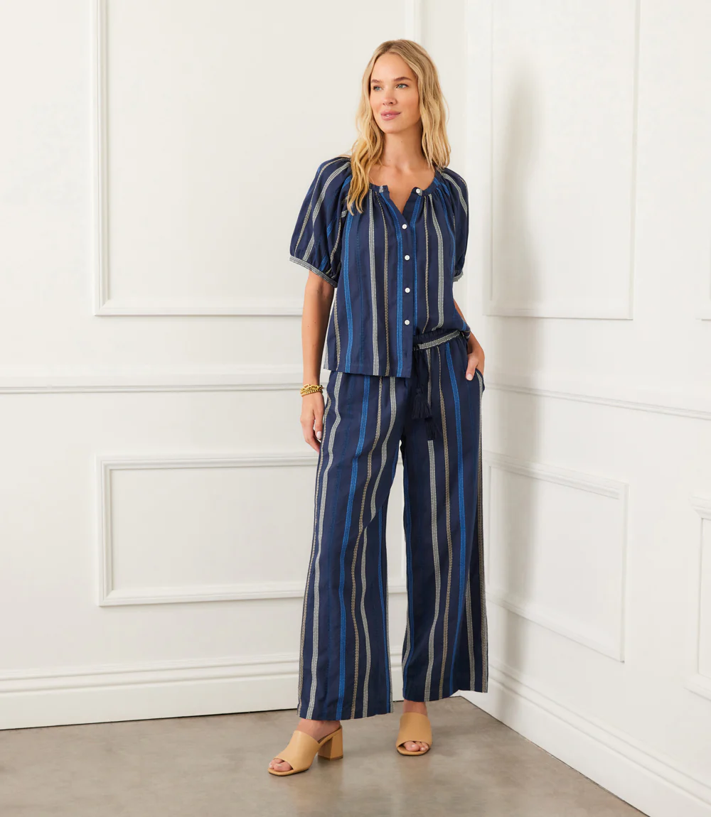 Petite Size Embroidered Cropped Drawstring Pants