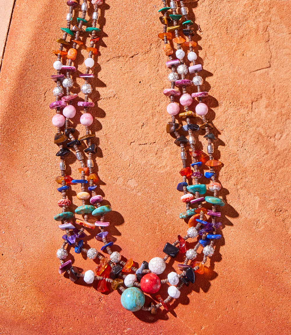 Turquoise And Spiny Oyster Multi Strand Necklace