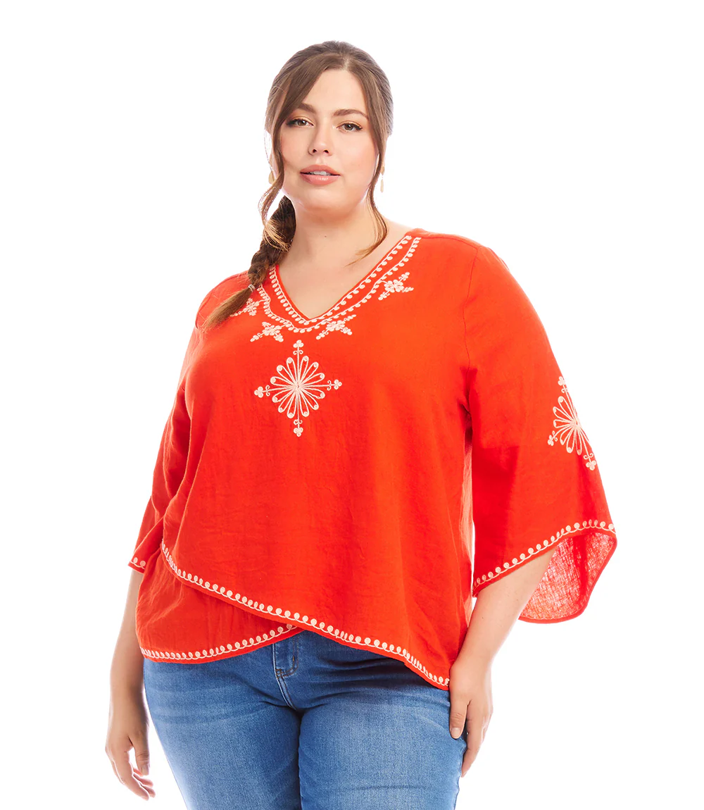 Plus Size Bracelet Sleeve Asymmetric Top