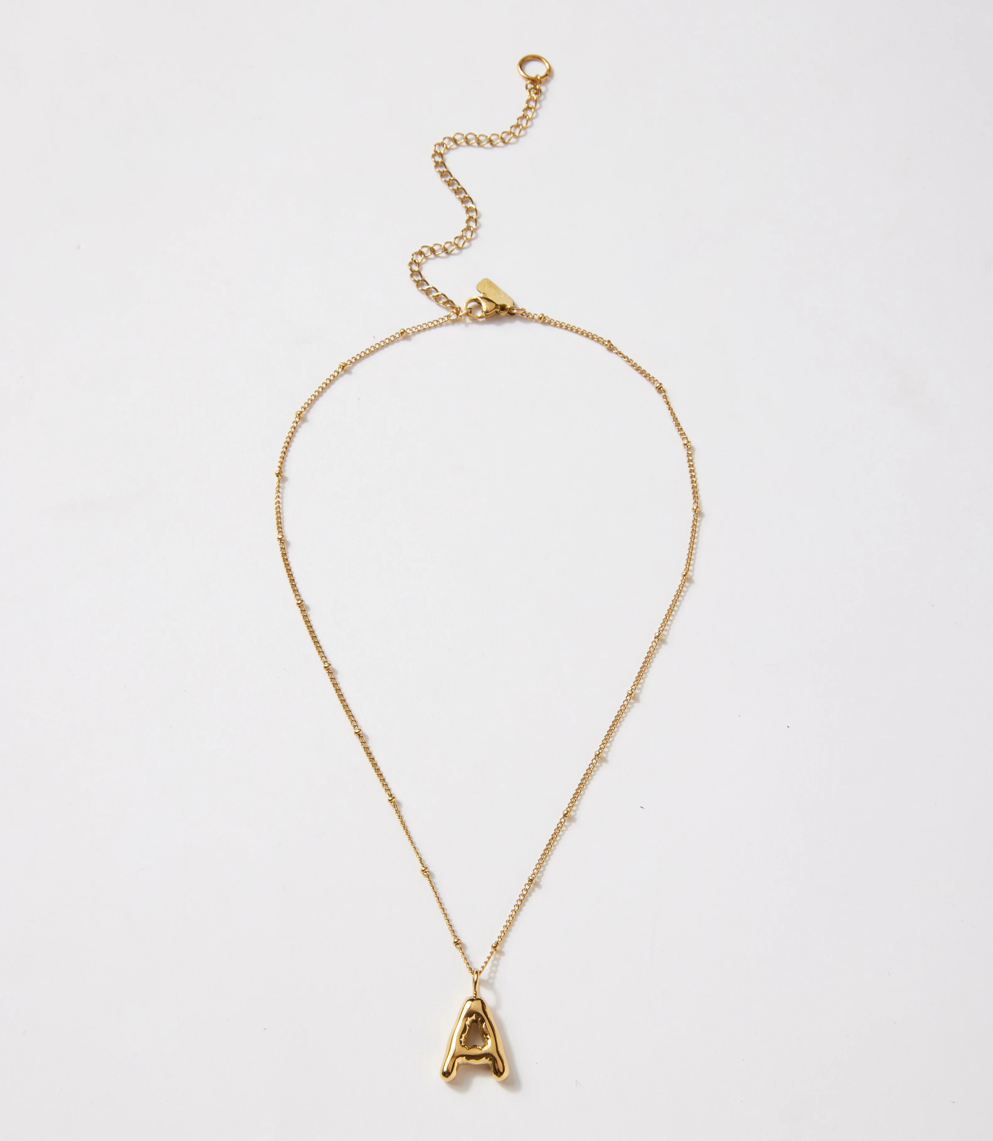 Gold Bubble Letter Charm Necklace
