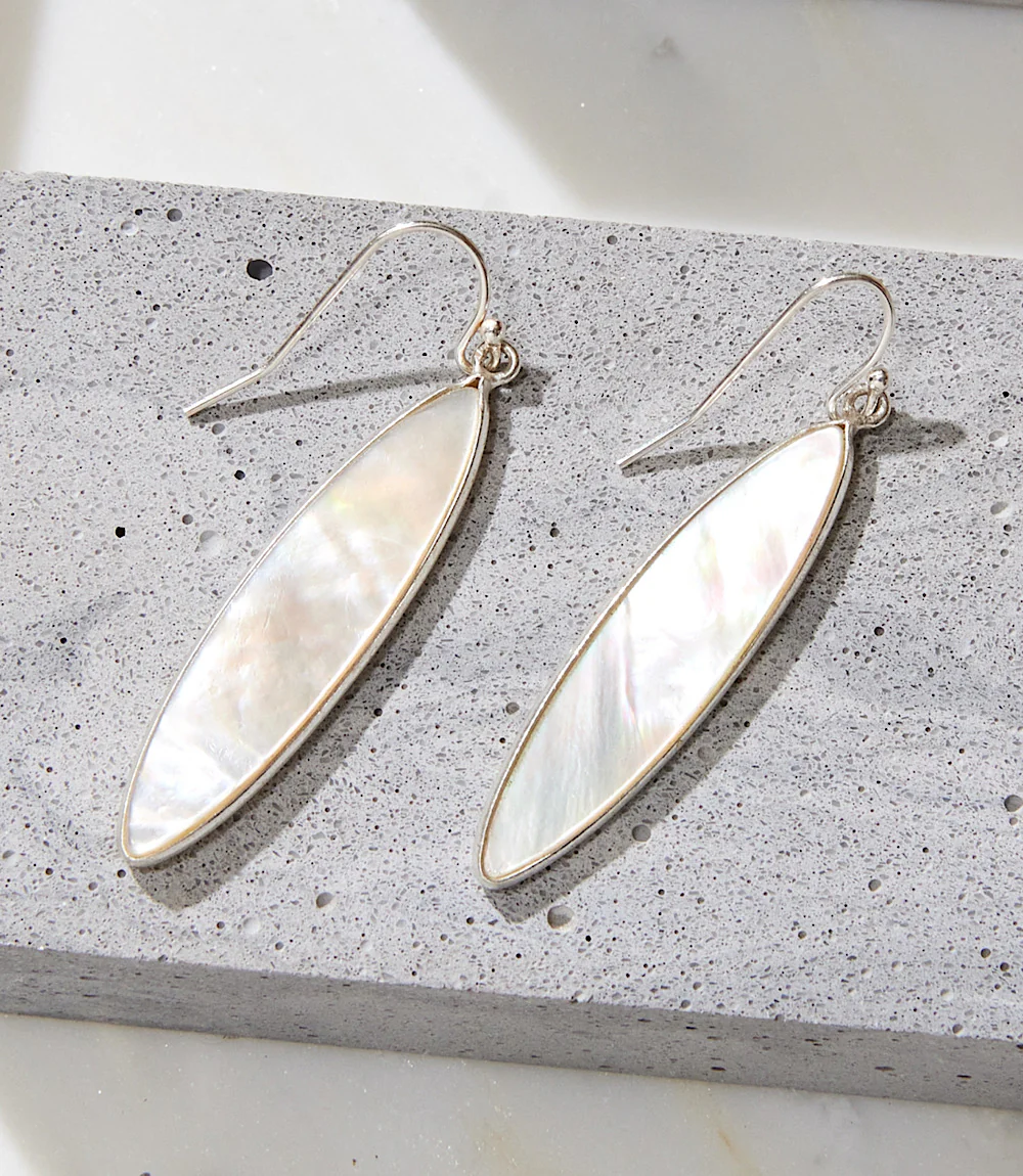 Oval Mother Of Pearl Earrings
