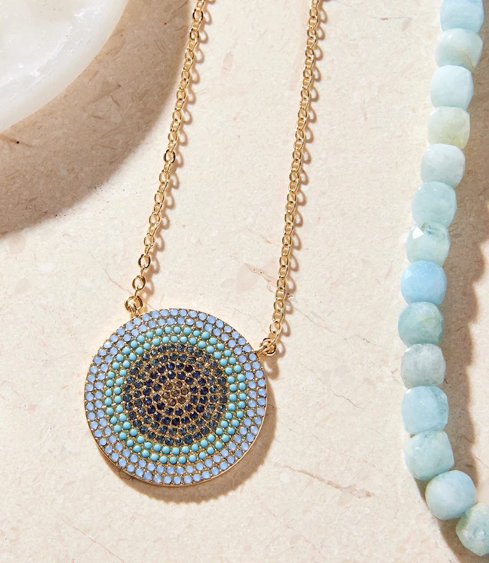 Ombre Pavé Disc Necklace