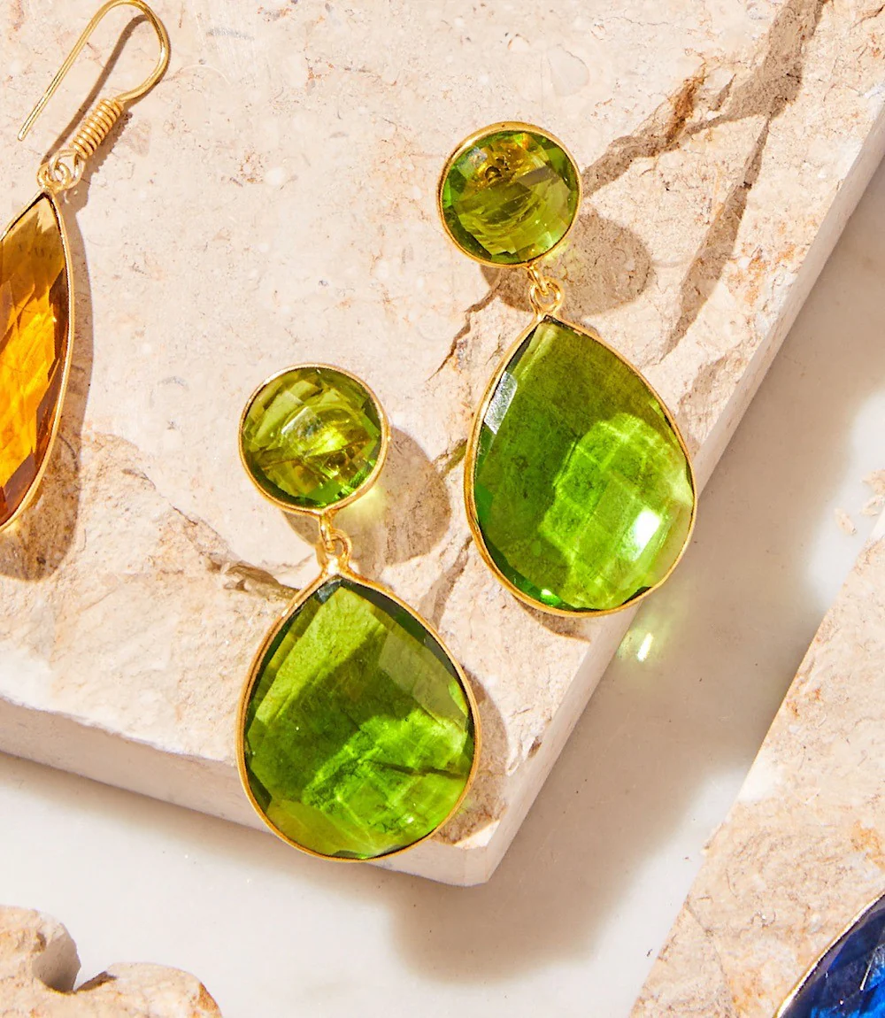 Teardrop Gemstone Drop Earrings