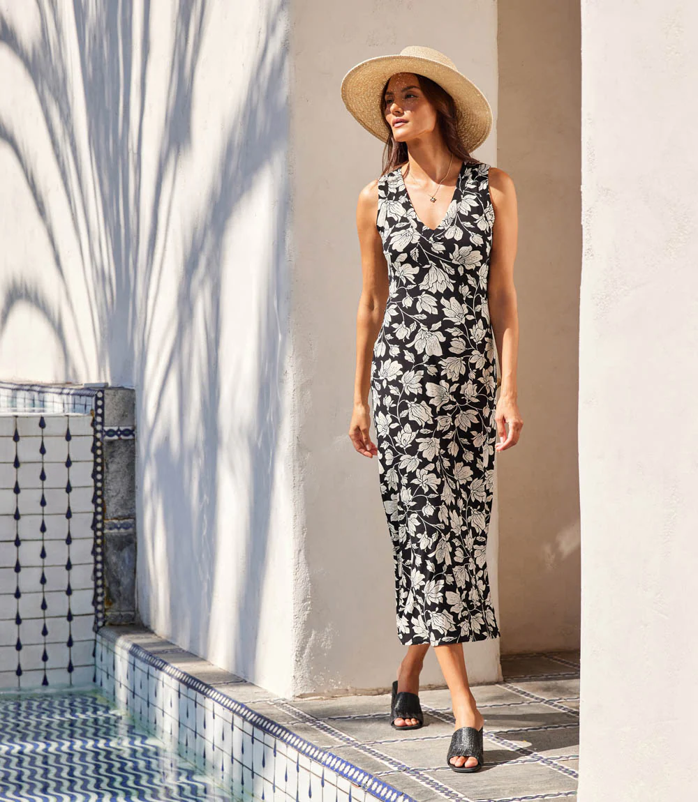 Petite Size Sleeveless V-Neck Midi Dress