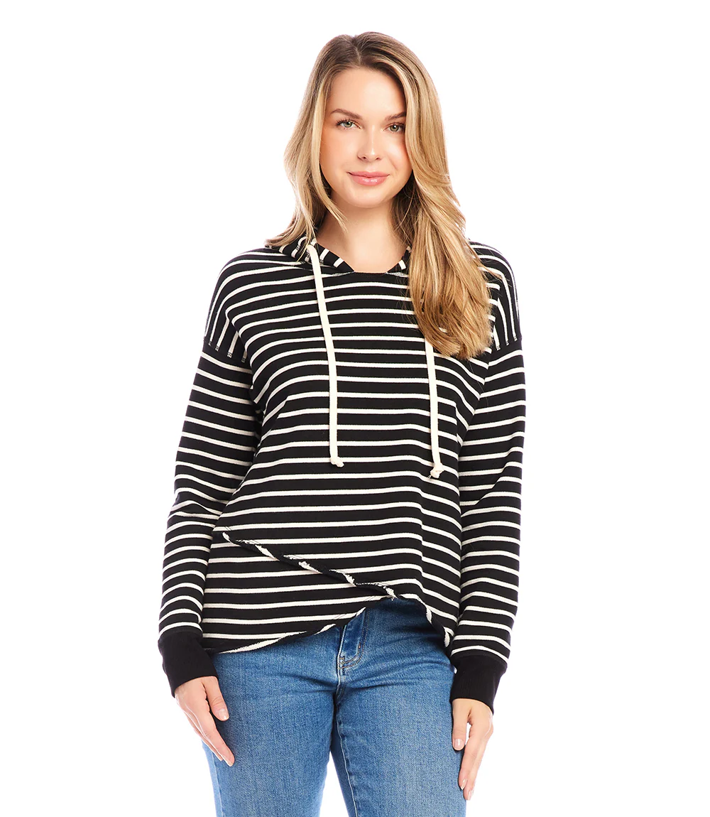 Stripe Asymmetric Hem Hoodie