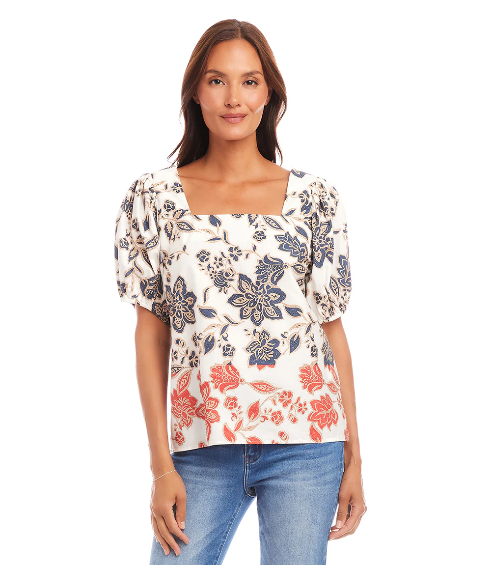 Puff Sleeve Square Neck Top