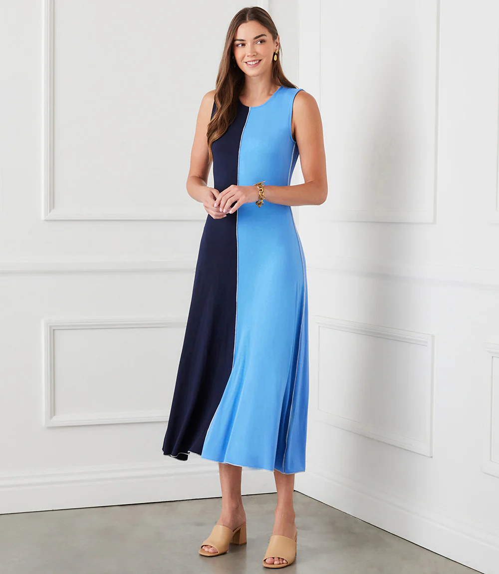 Sleeveless Colorblock Midi Dress