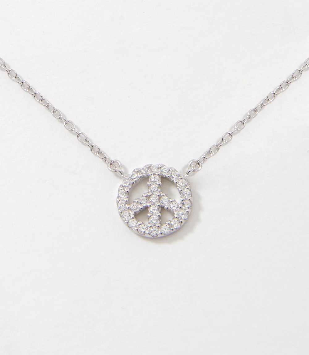 Pavé Peace Sign Necklace