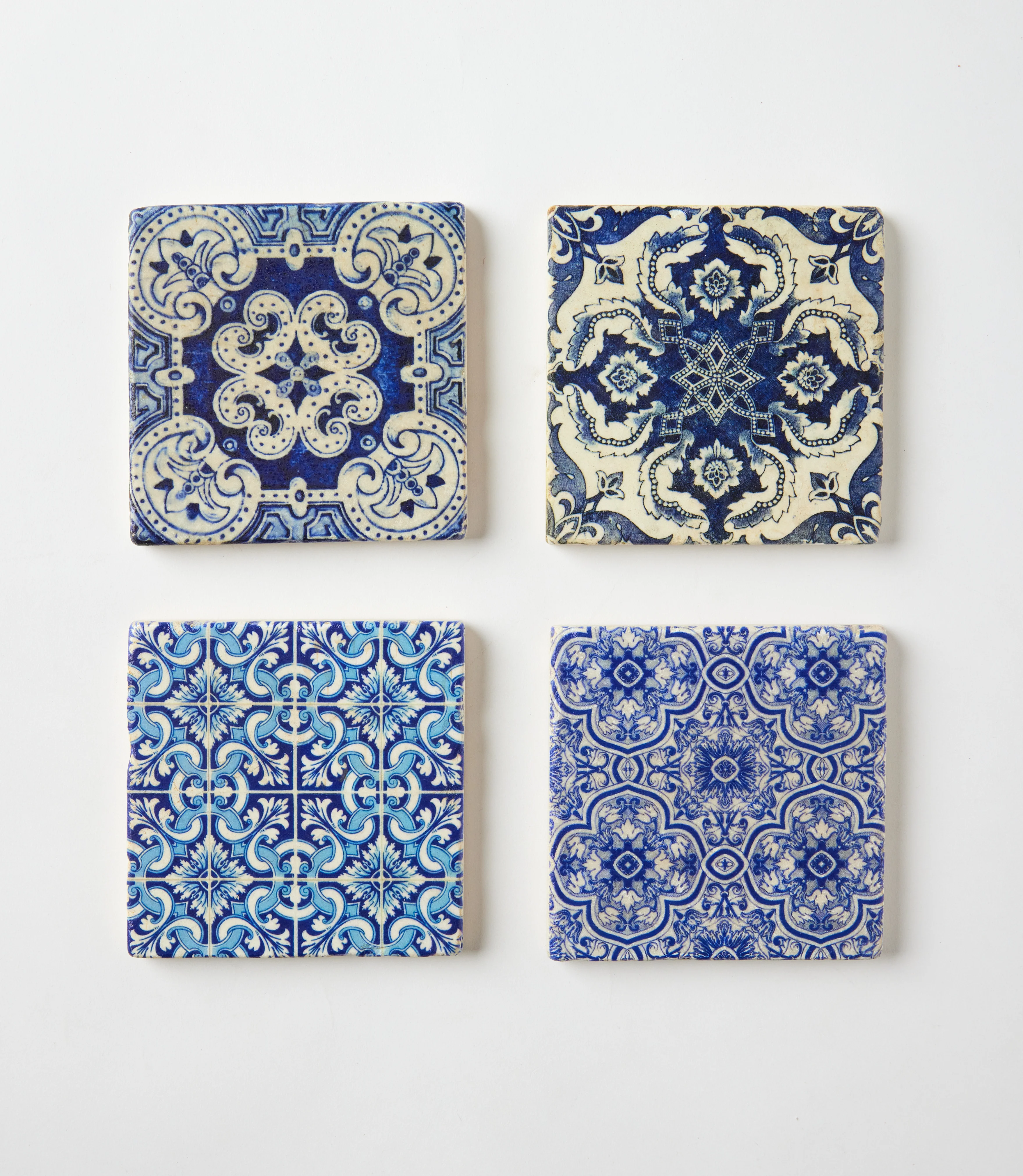 Italian Tile Marble Coasters, Set Of 4